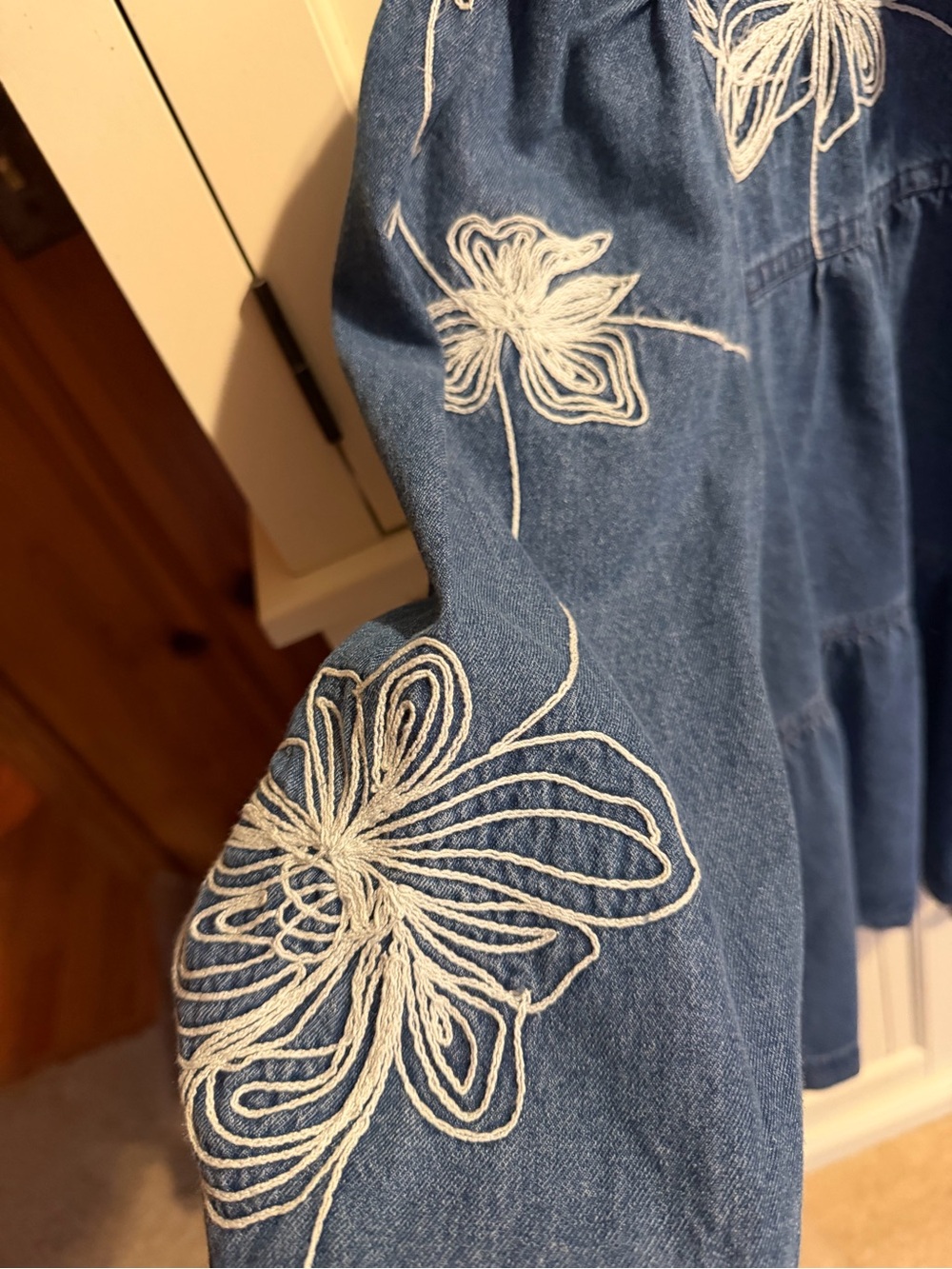 Wonderly Denim Blue Embroidered Peasant Blouse - Picture 3 of 4